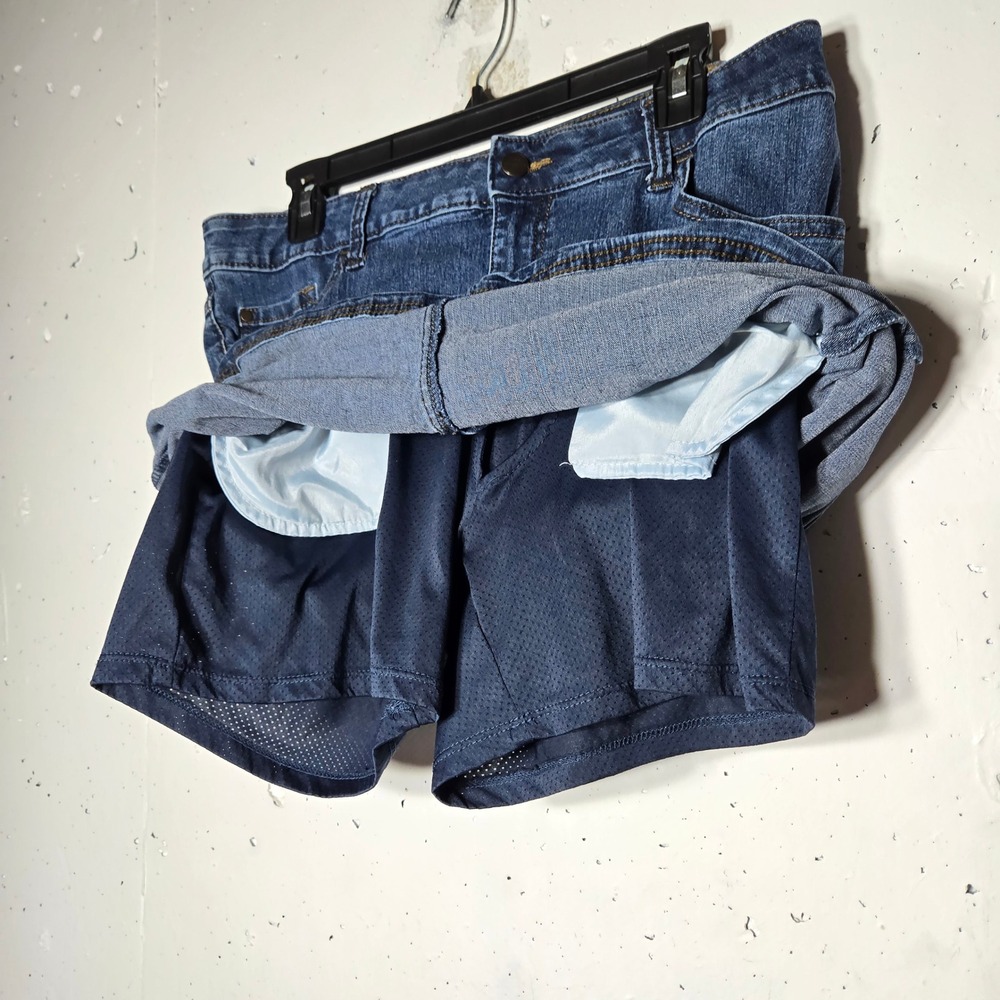 Lee Riders Womens Midrise Denim Blue Jean Skort 14M Skirt Casual Summer Dark - Picture 3 of 10